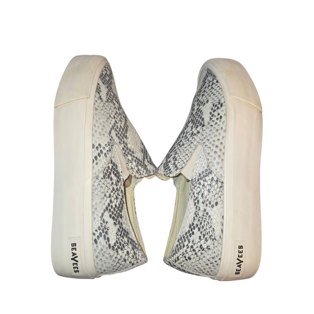 Seavees Women Sz 8 Baja Platform Mulholland Snake Skin Embossed Leather Sneakers - Picture 6 of 9